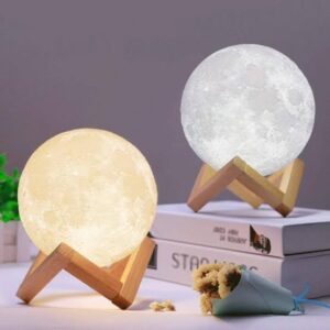 High Quality Multicolor Moon Light with Wooden Stand (15Cm)